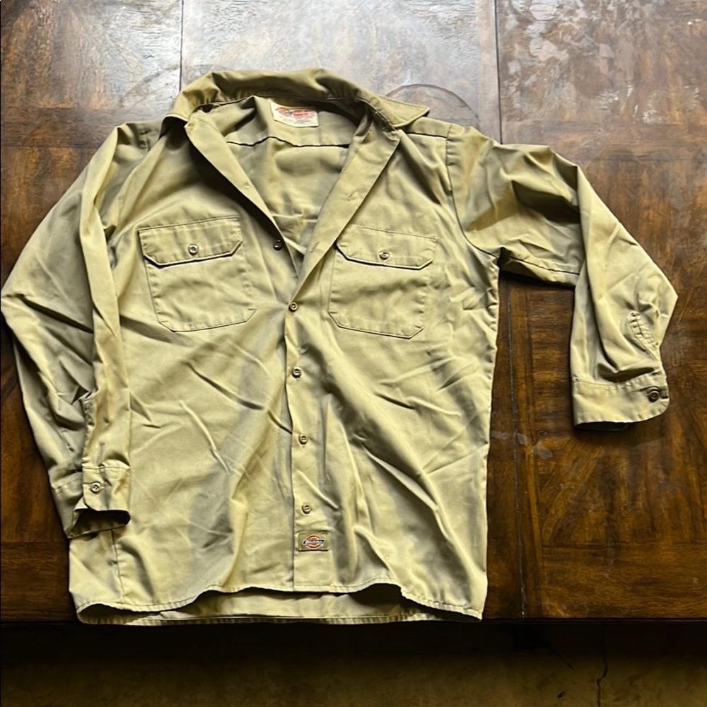 Dickies Green Casual Button Down Shirt
